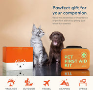 Cat & Dog First Aid Kit - High Visibility Reflective Zipper with Fluorescent Letter Print - 100 Pcs with Dog Thermometer, Tick Remover Kit & Pet First Aid Kit Manual Book