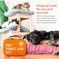 Cat & Dog First Aid Kit for Car - Pet Emergency Kit for Home Office Travel – Dog Camping Essentials with Digital Thermometer, Muzzle & Mini First Aid Pouch