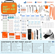 Cat & Dog First Aid Kit - High Visibility Reflective Zipper with Fluorescent Letter Print - 100 Pcs with Dog Thermometer, Tick Remover Kit & Pet First Aid Kit Manual Book