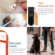 Cat & Dog First Aid Kit - High Visibility Reflective Zipper with Fluorescent Letter Print - 100 Pcs with Dog Thermometer, Tick Remover Kit & Pet First Aid Kit Manual Book